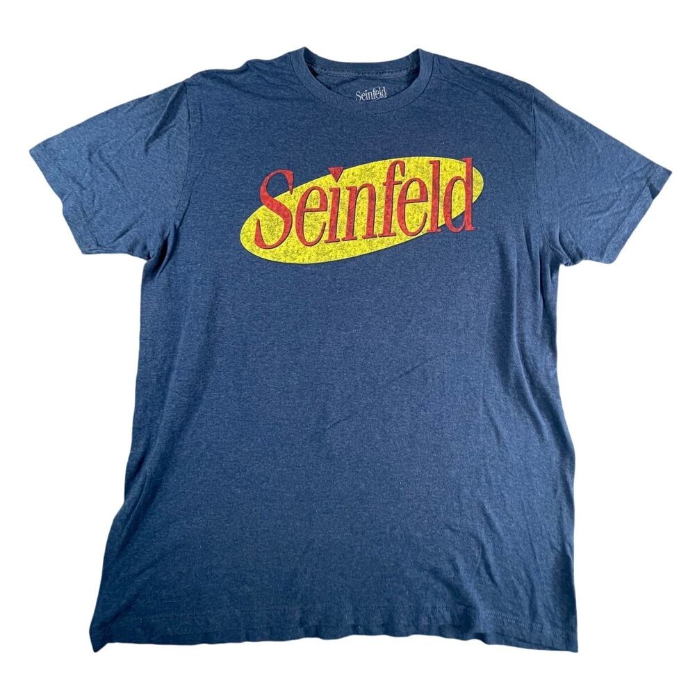 Seinfeld Shirt Mens Large Blue Short Sleeve Graphic Tee T-Shirt Casual 90s TV